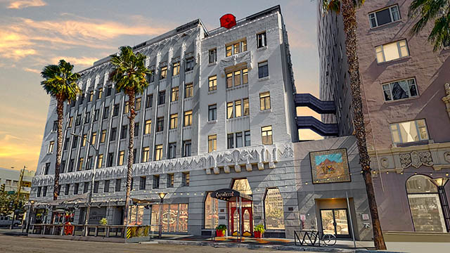 140 Linden Ave, Long Beach - Front exterior of Historic Lafayette Building